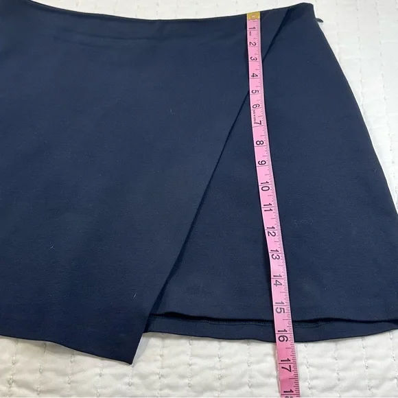 Scoop Chic Women's Dark Blue Fold Over Ponte Mini Skirt - Picture 5 of 10